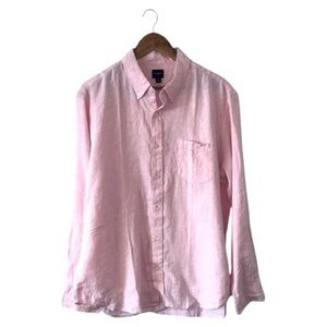 J. Crew Pink Button Down Long Sleeve Shirt Linen Cotton Size XL